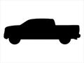 Pickup truck silhouette vector art white background