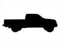Pickup truck silhouette vector art white background
