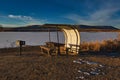 Picnic Area on Frozen Lake Royalty Free Stock Photo