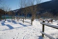 Picnic Area in Snow Royalty Free Stock Photo