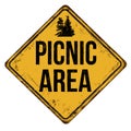 Picnic area vintage rusty metal sign Royalty Free Stock Photo