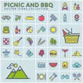 Picnic and barbecue modern colorful icons. Vector. Royalty Free Stock Photo