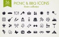 Picnic and barbecue vector icons. Royalty Free Stock Photo