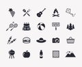 Picnic and barbecue vector icons. Royalty Free Stock Photo