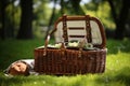 Picnic basket beach. Generate Ai Royalty Free Stock Photo