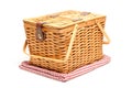 Picnic Basket and Folded Blanket Isolated Royalty Free Stock Photo