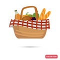 Picnic basket with food color icon for web and mobile design