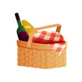 picnic basket food white wicker bread outdoor Royalty Free Stock Photo