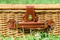 Picnic Basket Hamper In Green Grass Royalty Free Stock Photo