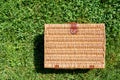 Picnic Basket Hamper In Green Grass Royalty Free Stock Photo