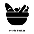 Picnic basket icon vector isolated on white background, logo con