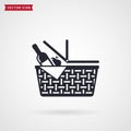 Picnic basket icon. Vector.