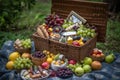 picnic basket overflowing with delicious delights, ready for a feast