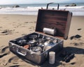 Picnic on the Beach with a Chuck box generative AI illustration