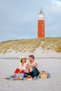 Picnic on the beach Texel Netherlands, couple having picnic on the beach of Texel