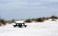 Picnic Bench on Deserted Beach Royalty Free Stock Photo