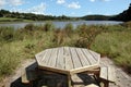 Picnic bench scene Royalty Free Stock Photo