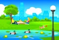 Picnic In City Park Template Royalty Free Stock Photo