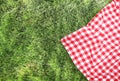 Picnic cloth on green grass background empty space Royalty Free Stock Photo