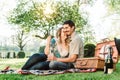 Picnic by couple that are enjoying a glas of Sparkling