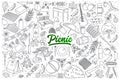 Picnic doodle set with green lettering