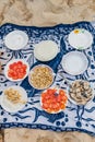 Picnic of fish, tomatoes, rice and bananas on Playa Maguana beach near Baracoa, Cu Royalty Free Stock Photo