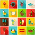 Picnic Grill Colorful Icons