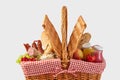 Picnic hamper filled with healthy fresh food Royalty Free Stock Photo