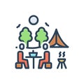 Color illustration icon for Picnic, barbecue and excursion