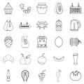 Picnic icons set, outline style