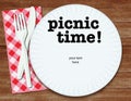 Picnic Invitation Flyer Art on wooden table Royalty Free Stock Photo