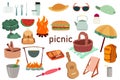 Picnic items illustration set, great design for any purpose, flat Royalty Free Stock Photo