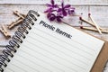 Picnic items list concept Royalty Free Stock Photo