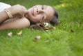 Picnic Laying Down Smiling Royalty Free Stock Photo