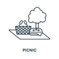 Picnic line icon. Monochrome simple Picnic outline icon for templates, web design and infographics