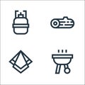 picnic line icons. linear set. quality vector line set such as grill, table napkin, wood