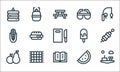 Picnic line icons. linear set. quality vector line set such as picnic, book, fruit, watermelon, blanket, corn, stick, sunglasses,