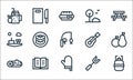 Picnic line icons. linear set. quality vector line set such as eco fuel, cooking, wood, fork, book, picnic, guitar, park, cutting