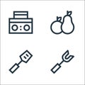 Picnic line icons. linear set. quality vector line set such as fork, spatula, fruit