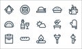 Picnic line icons. linear set. quality vector line set such as marshmallow, fire, cooler, sausage, bread, taco, trash bin, pie, Royalty Free Stock Photo