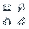 Picnic line icons. linear set. quality vector line set such as watermelon, lemonade, fishing rod