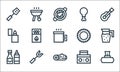 picnic line icons. linear set. quality vector line set such as wipes, wood, condiments, boombox, fork, lighter, plate, chicken leg