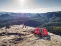 Picnic in mountains. Freedom concept. Healthy meal