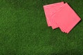 Picnic napkins on grass. Space for text Royalty Free Stock Photo