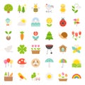 Picnic, nature and spring icon set