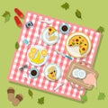 Picnic in park with dishes and cutlery