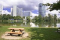 Picnic Park and Modern Buildings Vienna Royalty Free Stock Photo