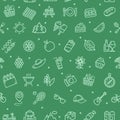 Picnic Party Concept Thin Line Sign Seamless Pattern Background. Vector