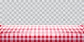 Picnic red checkered tablecloth on transparent background. Tabletop advertisement backdrop. Empty space food table Royalty Free Stock Photo