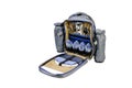 Picnic set in backpack isolated on a white background Royalty Free Stock Photo